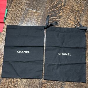CHANEL Black Drawstring Logo Dust Bags (Pair)